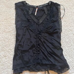 Free People Black Lace Blouse